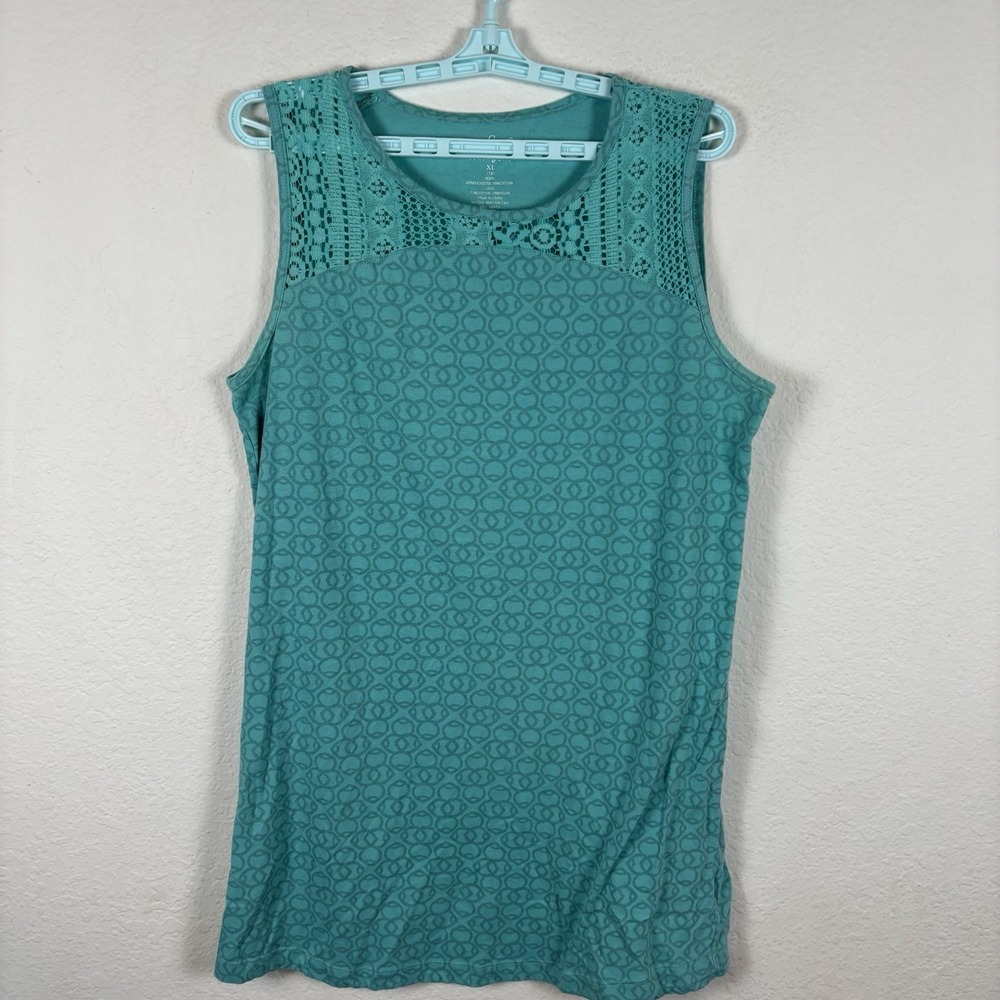 Soft Sensations Womens Shirt Sz XL Tank Top Sleeveless Geometric Pilling Good